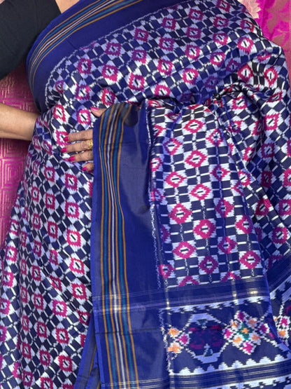 Ikat Silk Saree - Blue