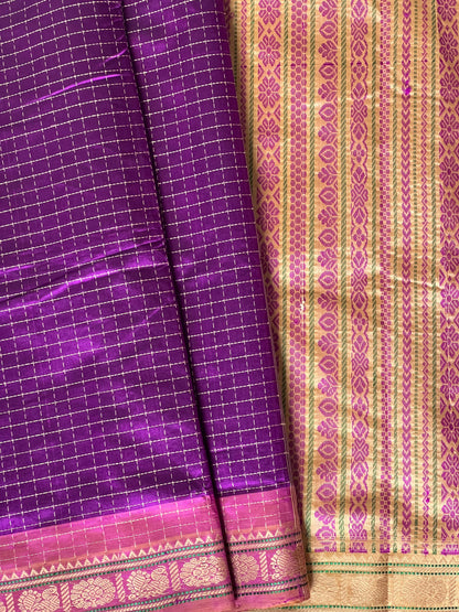 Semi Silk Cotton saree - Purple