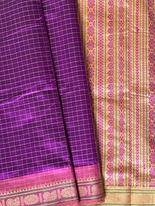 Semi Silk Cotton saree - Purple
