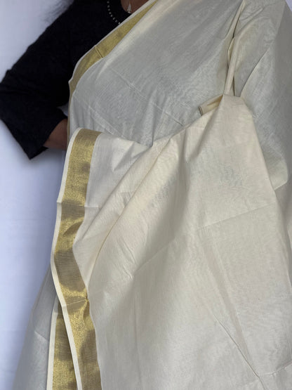 Kasavu Saree – Onam Special (With Blue Blouse)