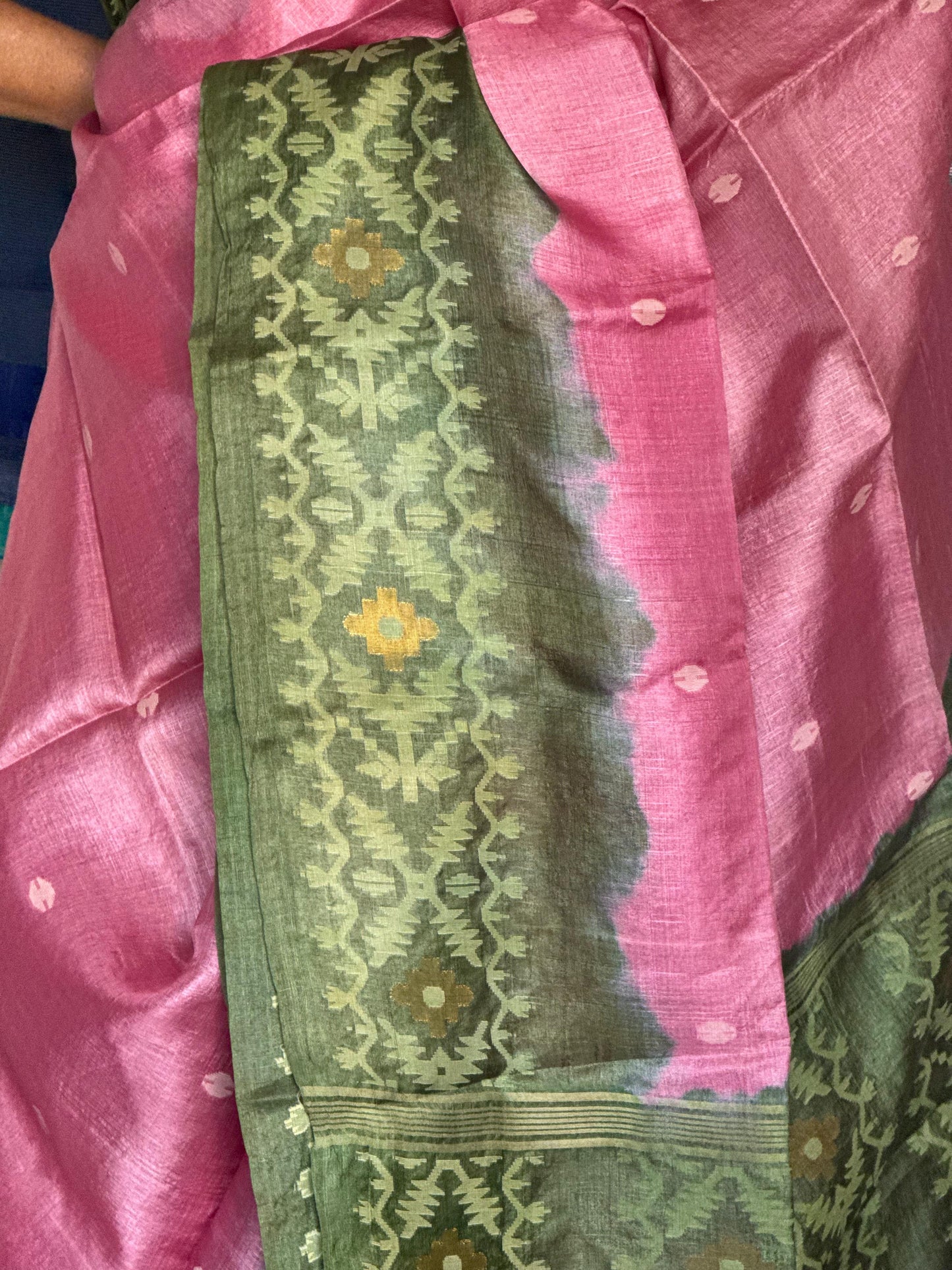 Tussar Silk with Jamdani Pallu and Border