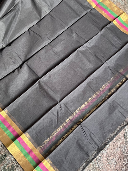 Black fancy cotton saree
