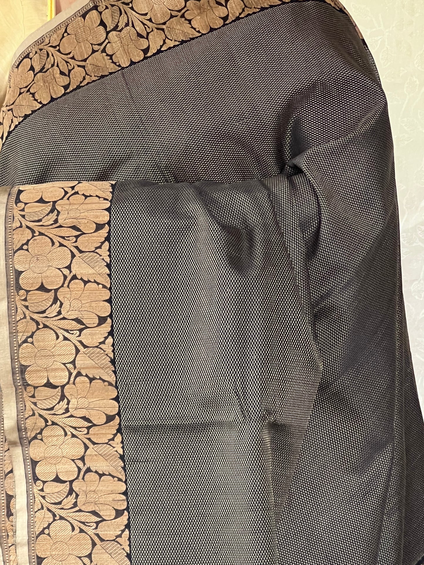 Black & jute border tussar silk saree