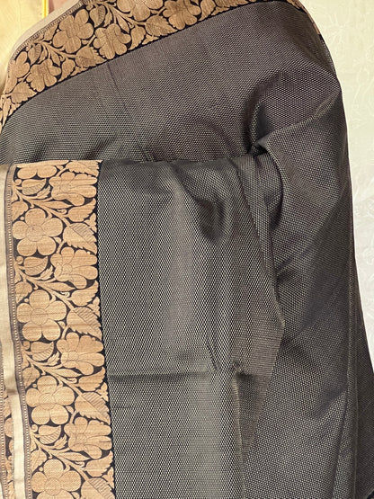 Black & jute border tussar silk saree