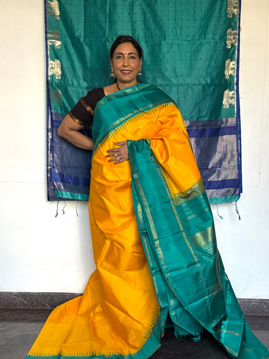 Yellow Pure Silk Saree