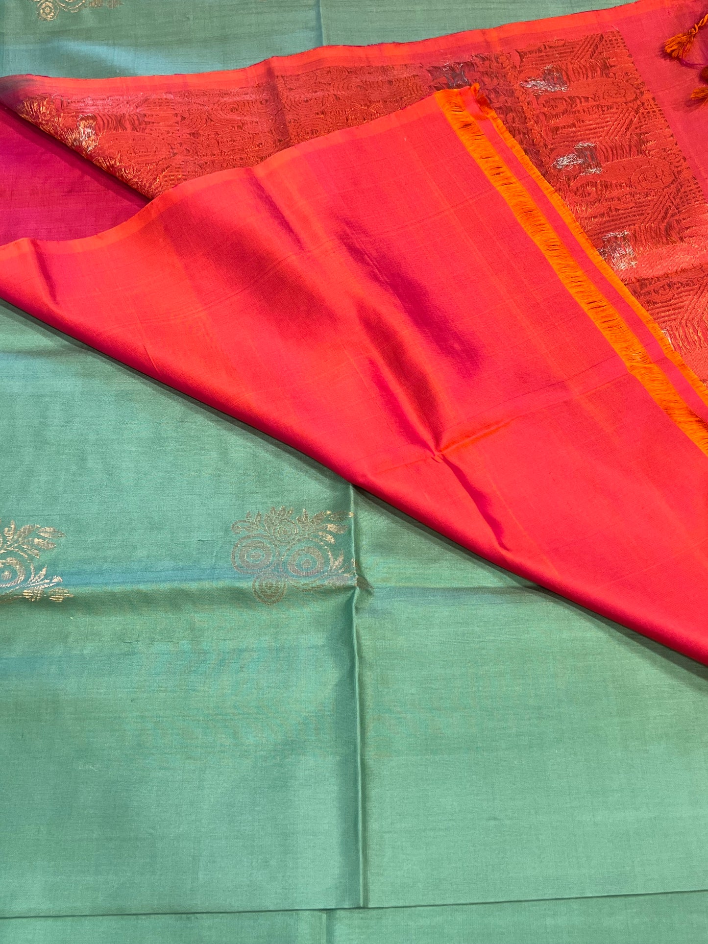 Teal soft silk saree