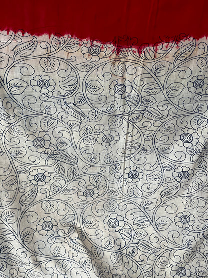 Red Kalamkari cotton saree