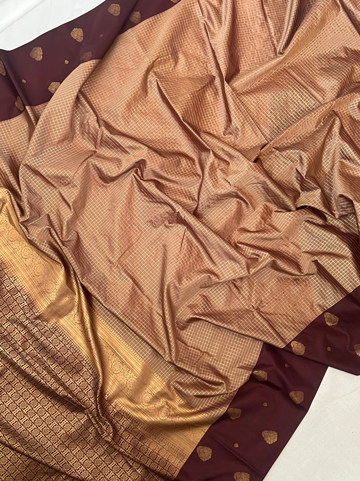 Brown kattam semi silk saree