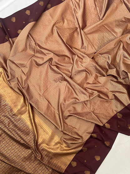 Brown kattam semi silk saree
