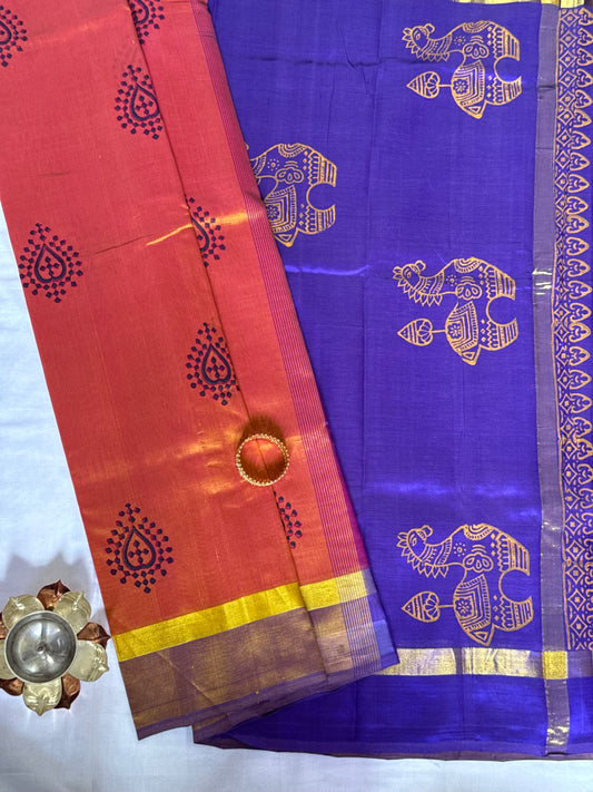 Block Printed Silk Cotton saree