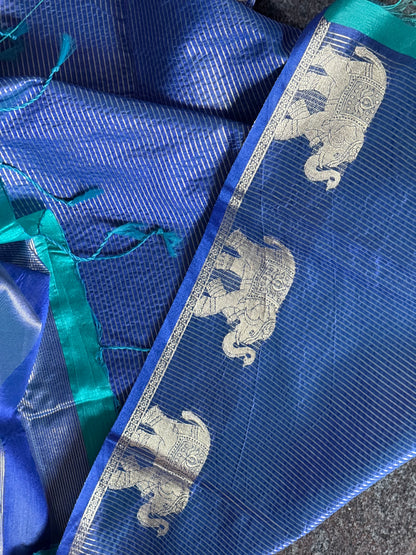 Blue semi tussar saree