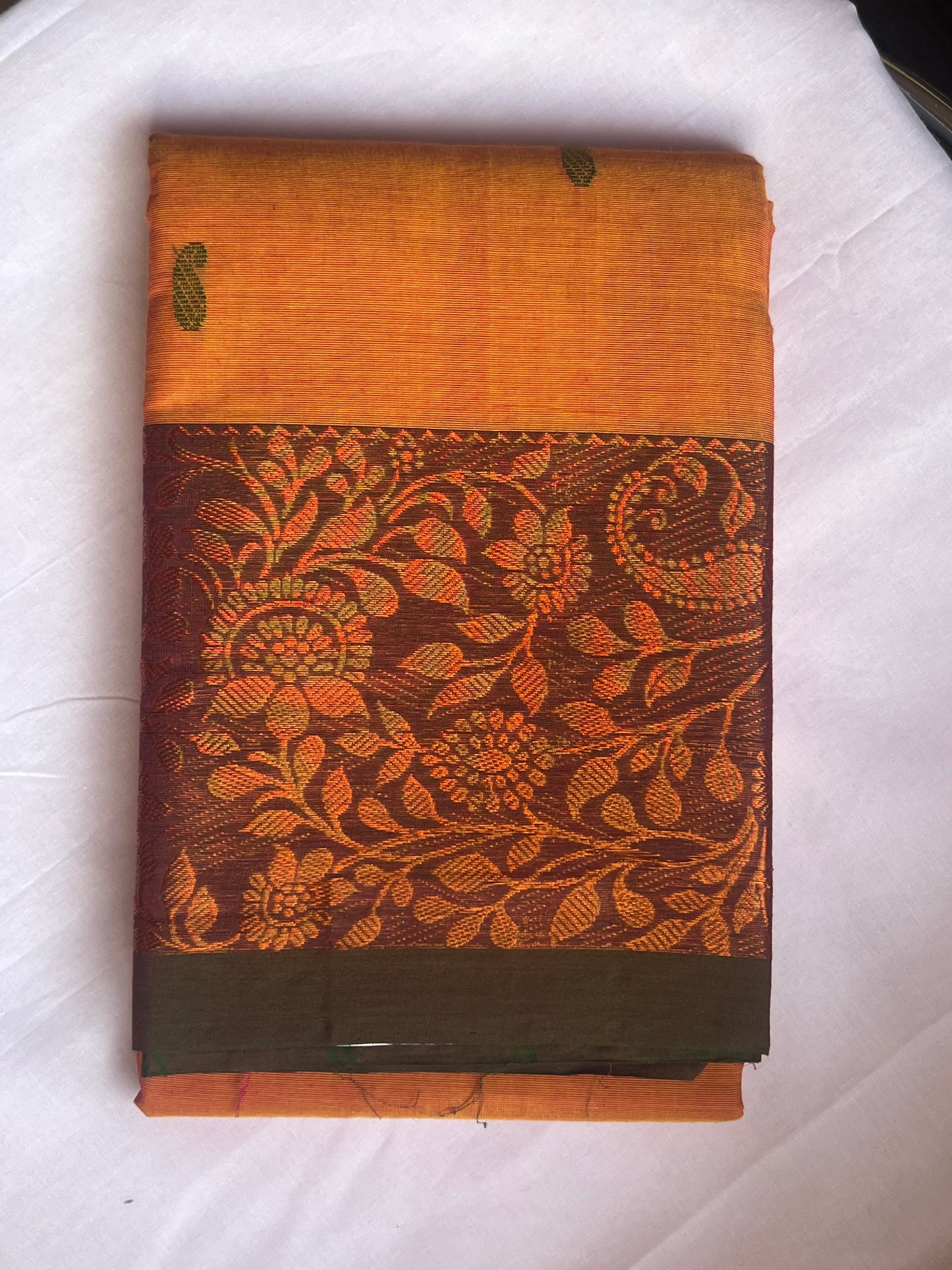 Orange Chettinad Cotton Saree