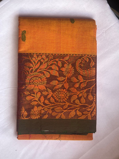 Orange Chettinad Cotton Saree
