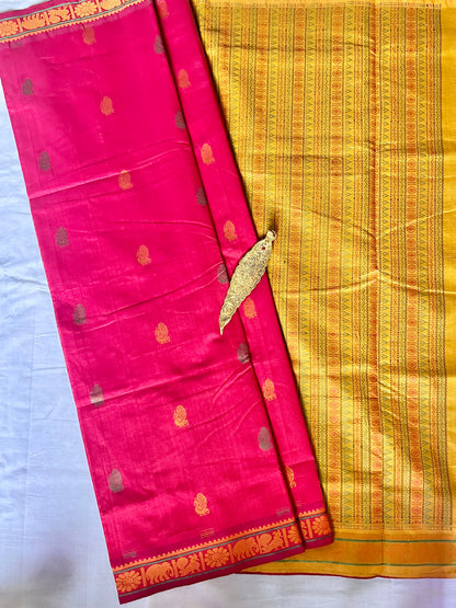 Semi Silk Cotton saree - Red