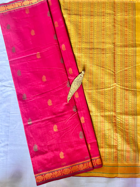 Semi Silk Cotton saree - Red