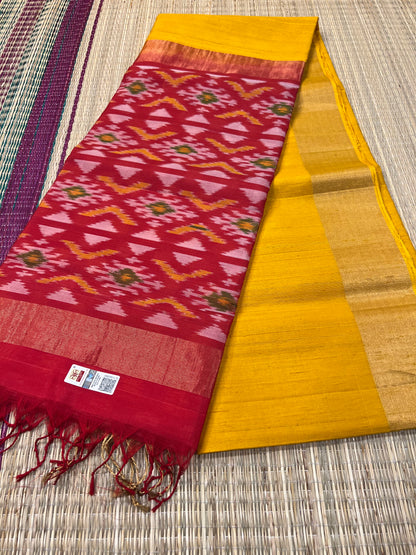 Mango yellow raw silk saree