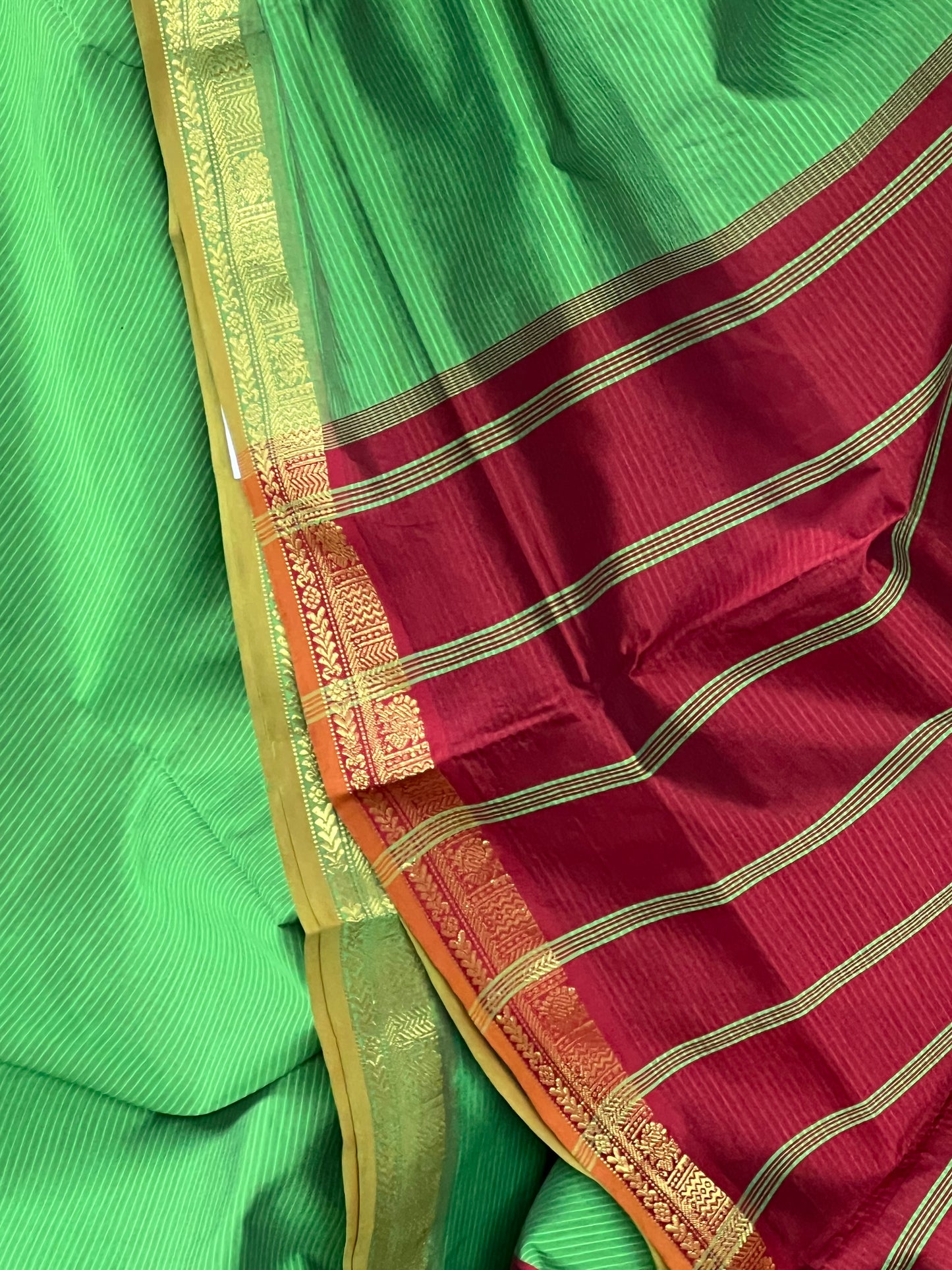 green semi silk cotton