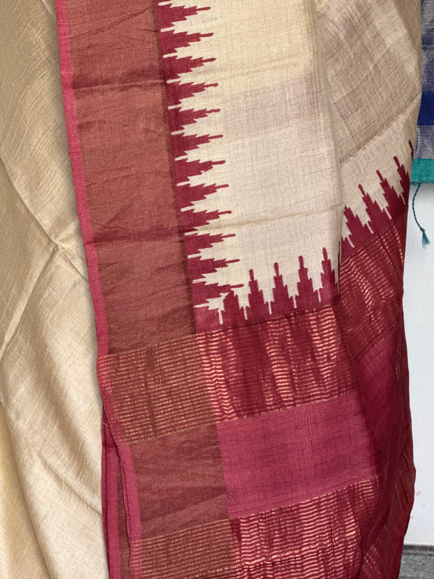 Off white tussar silk saree