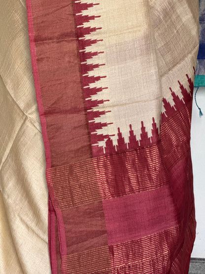 Off white tussar silk saree