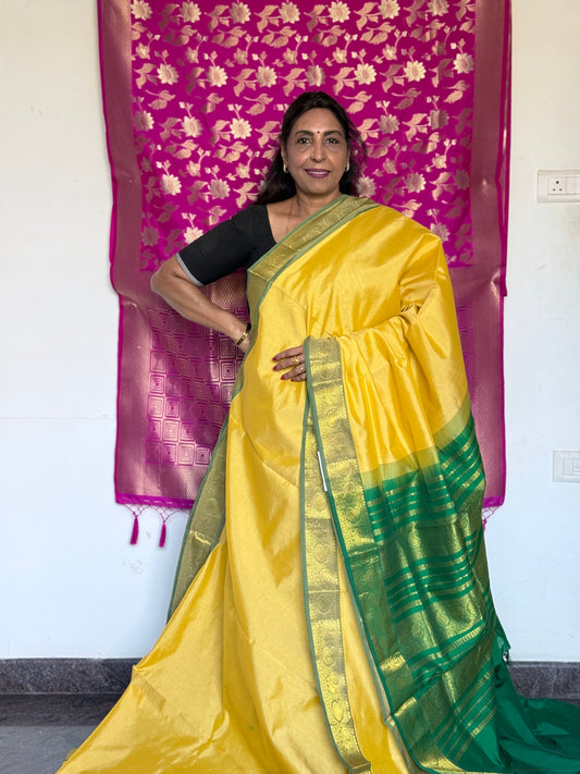 Yellow silk saree