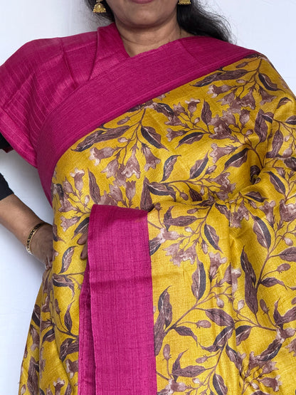 Pure Tussar Silk saree - Floral print