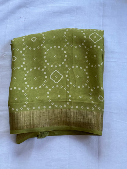 Green georgette silk saree