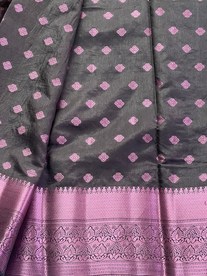 Black motif semi silk cotton saree