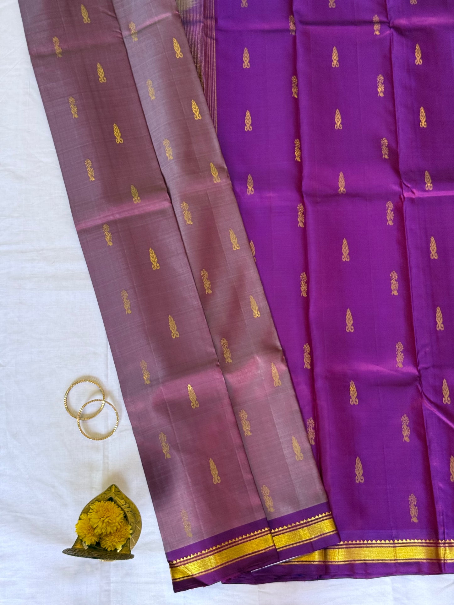 Onion Shade Pure Kanjivaram Silk Saree