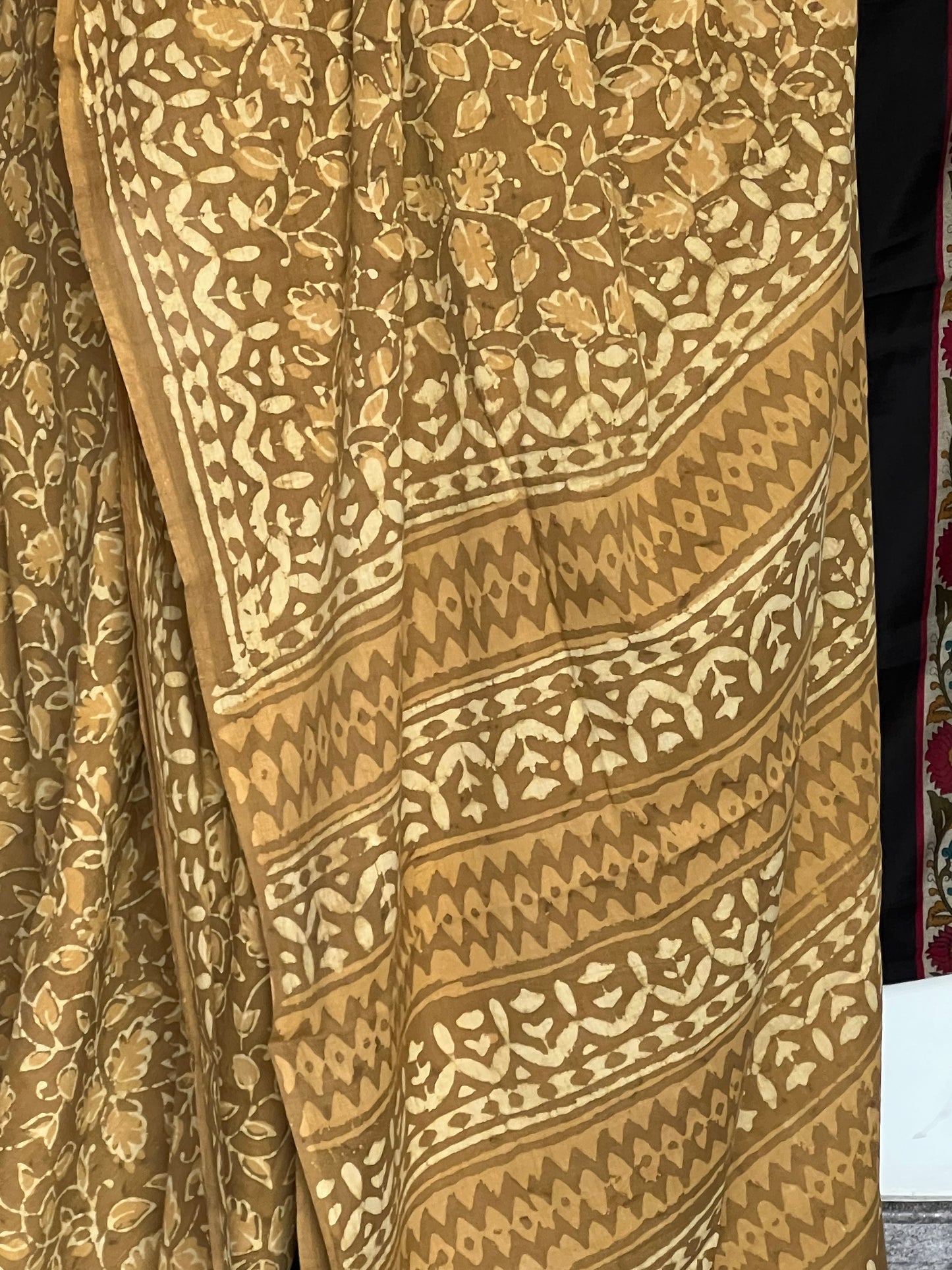 Mustard Jaipur cotton saree