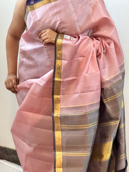 Onion pink pure Kanchivaram silk saree