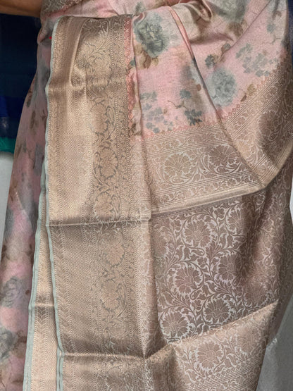 Vintage Petal Semi Banaras saree