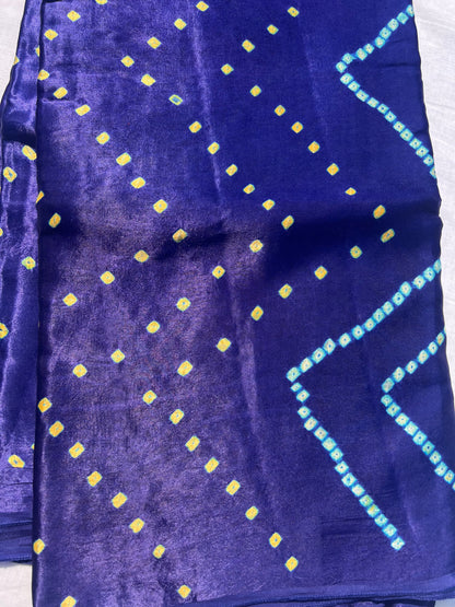 Dark blue Bandini ghaji silk saree