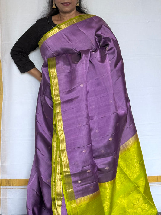 Soft Silk saree - Lavender & Green