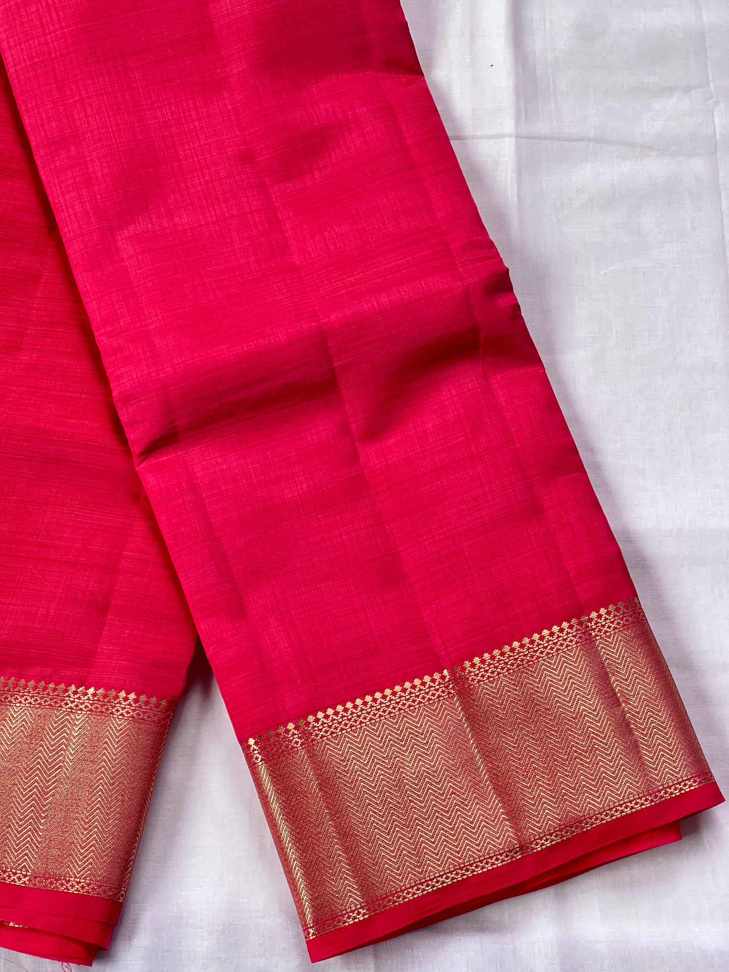Plain Red Semi silk Cotton Saree