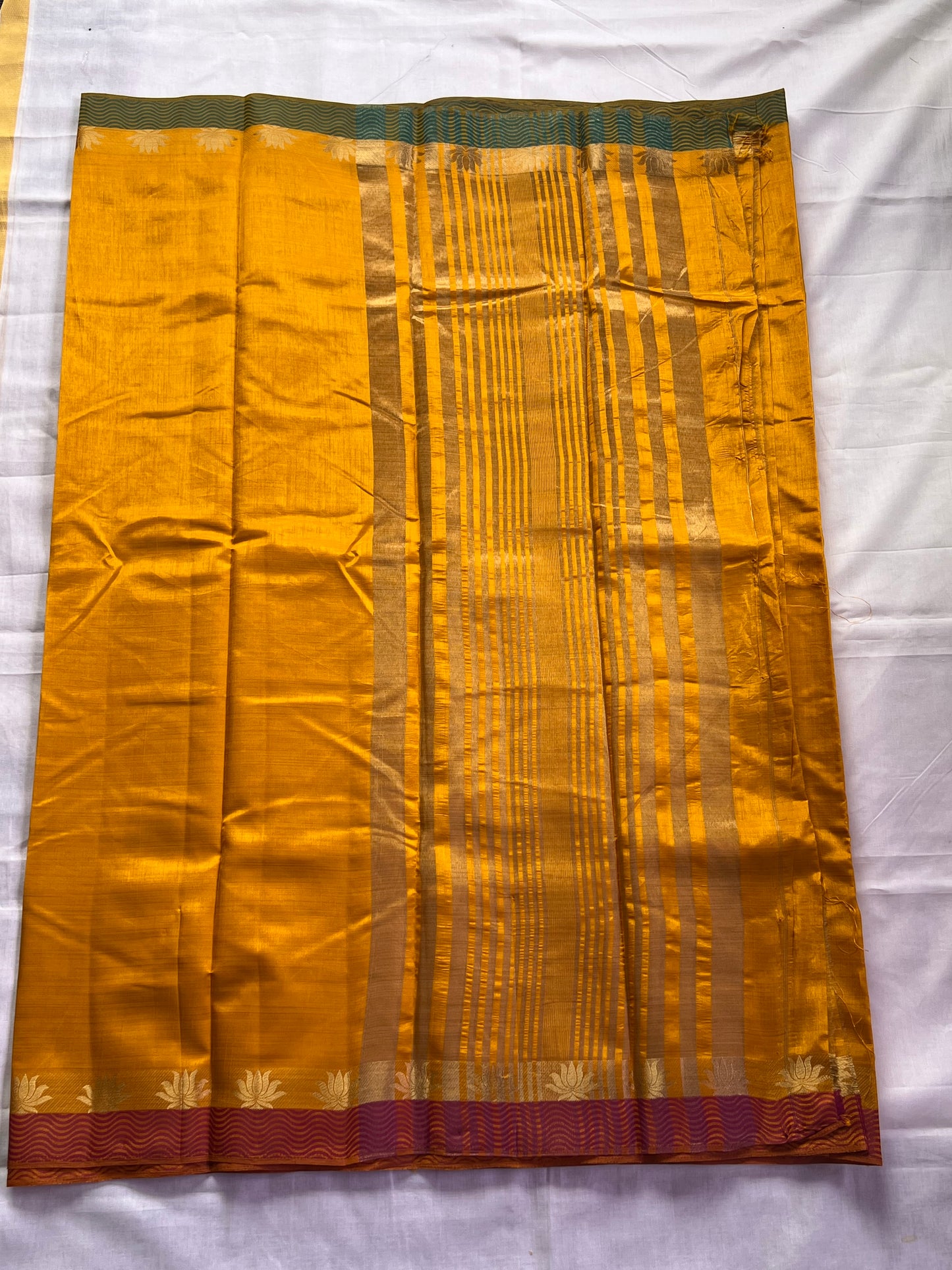 Mustard Glow Semi Silk Cotton Saree