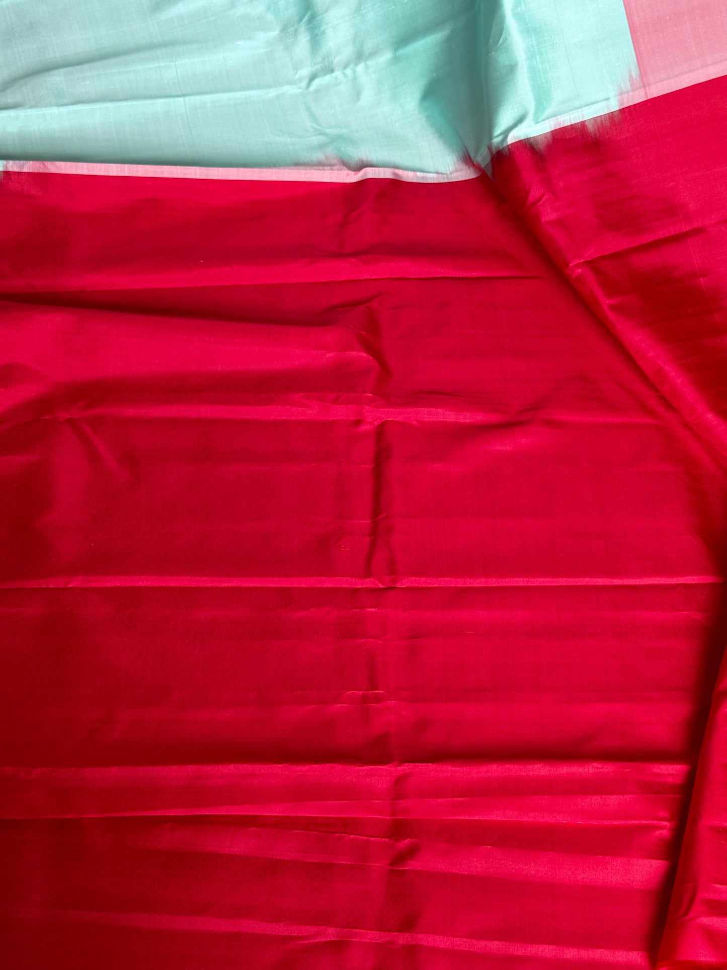 Gadwal Silk saree - Turquoise & Red