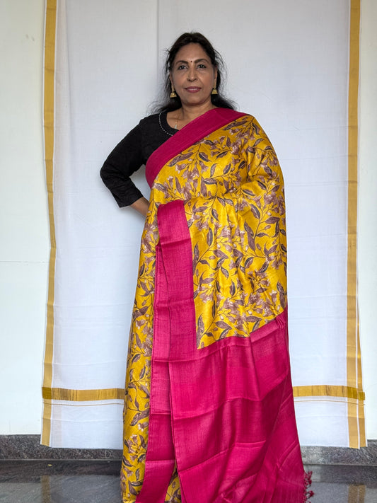 Pure Tussar Silk saree - Floral print