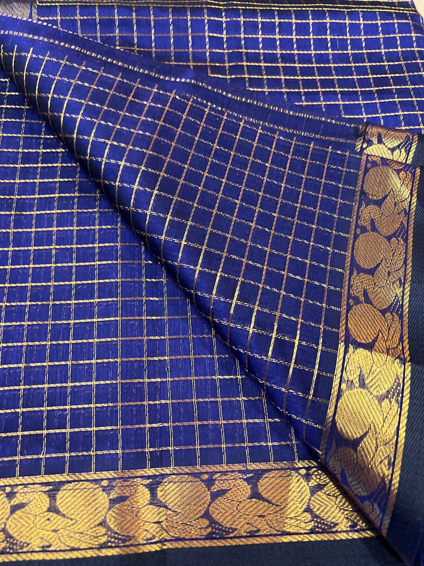 Blue kattam silk cotton saree