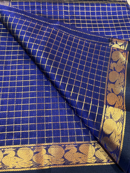 Blue kattam silk cotton saree