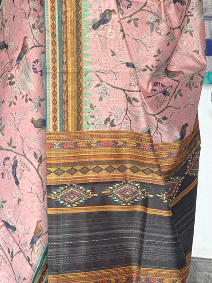 Semi matka pink silk saree