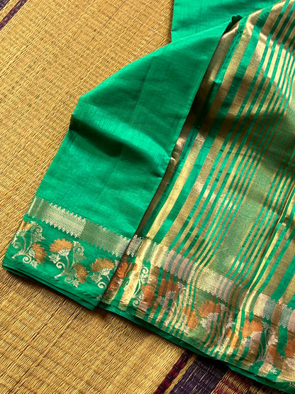 jade green semi silk cotton saree