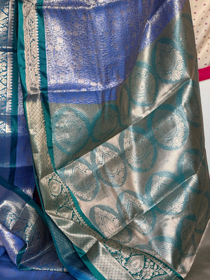 Lilac semi banaras silk saree