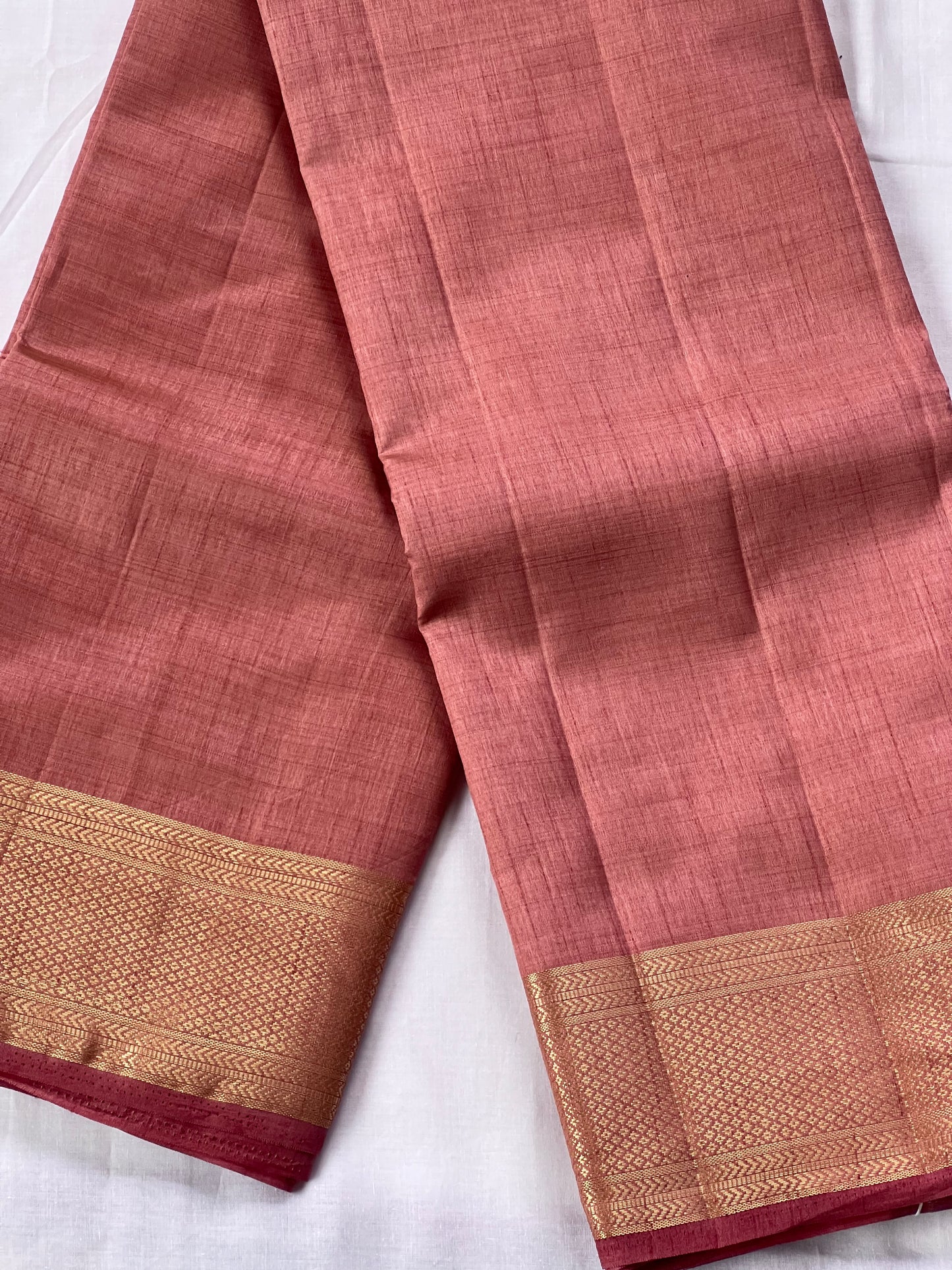 Plain Blush pink semi silk cotton saree
