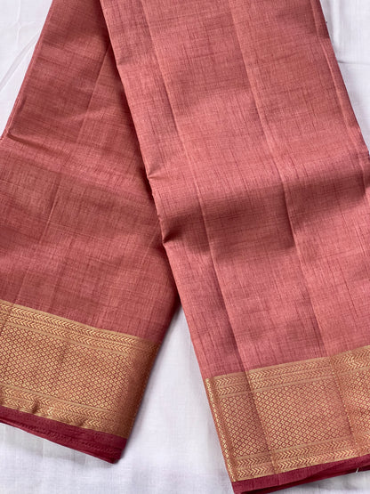 Plain Blush pink semi silk cotton saree
