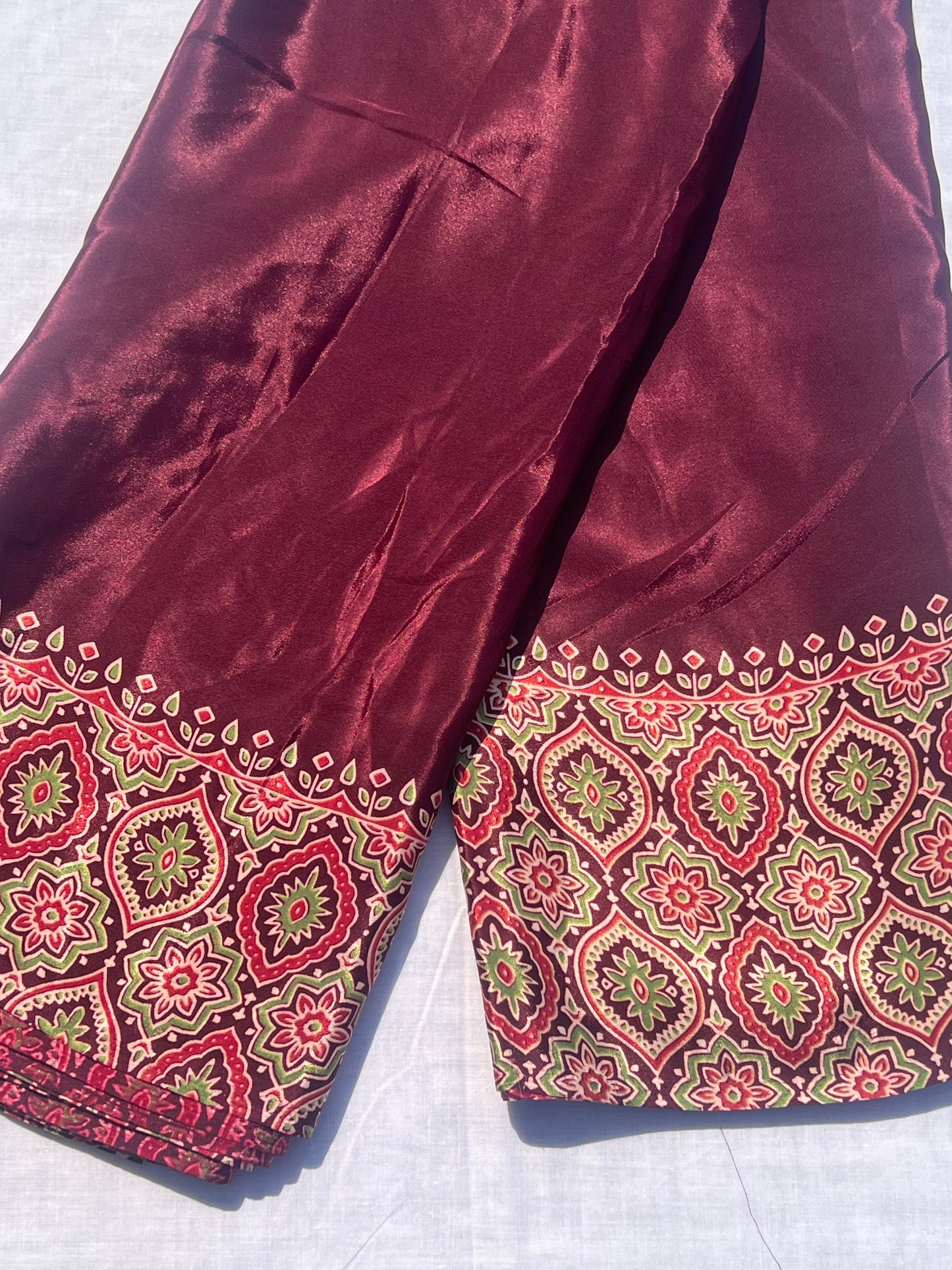 Maroon crepe silk saree