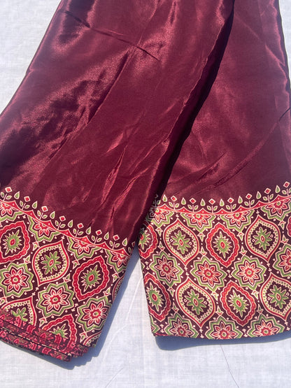 Maroon crepe silk saree