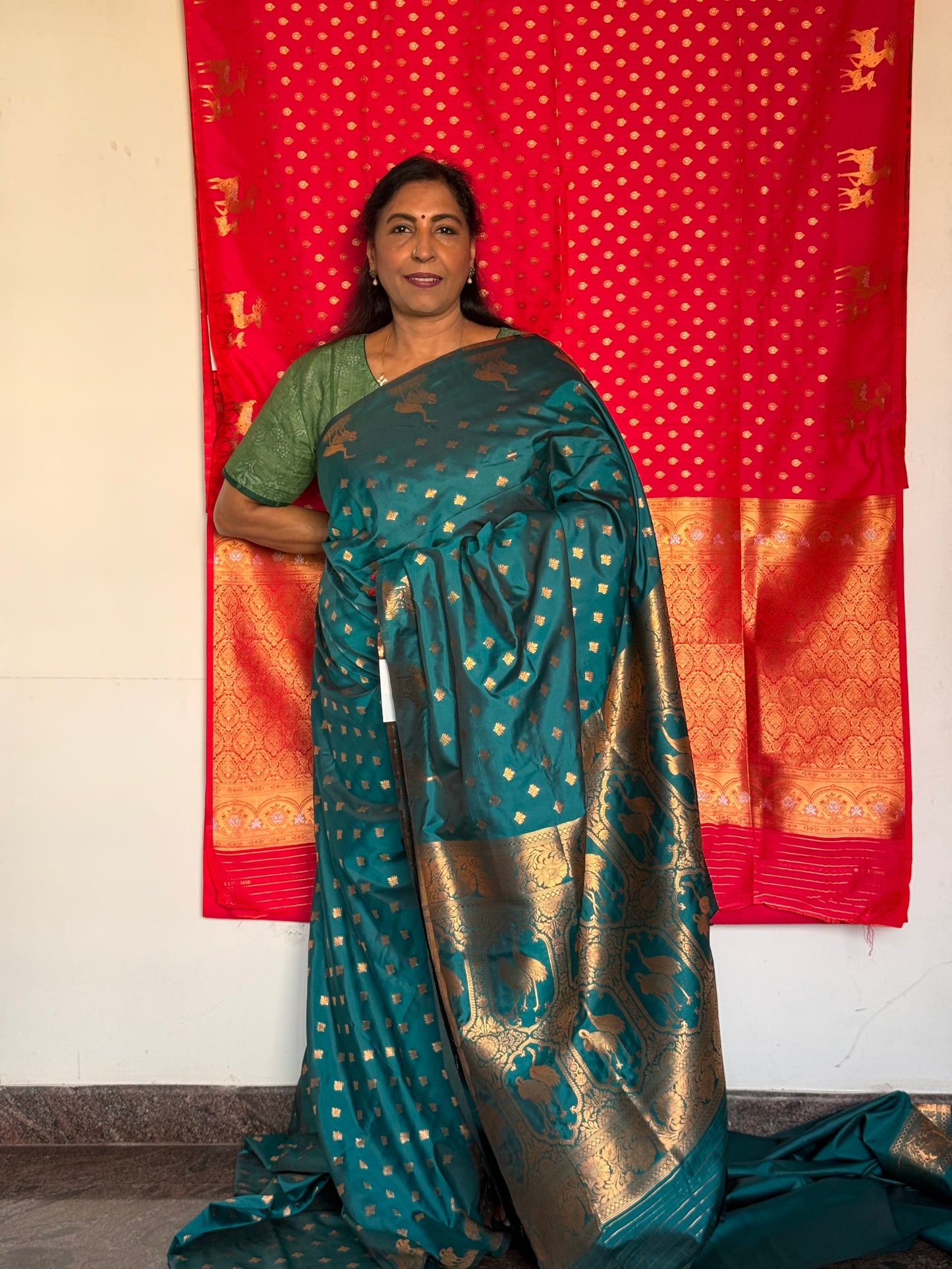 Blue semi banaras saree