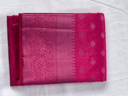 Magenta motif semi silk cotton saree