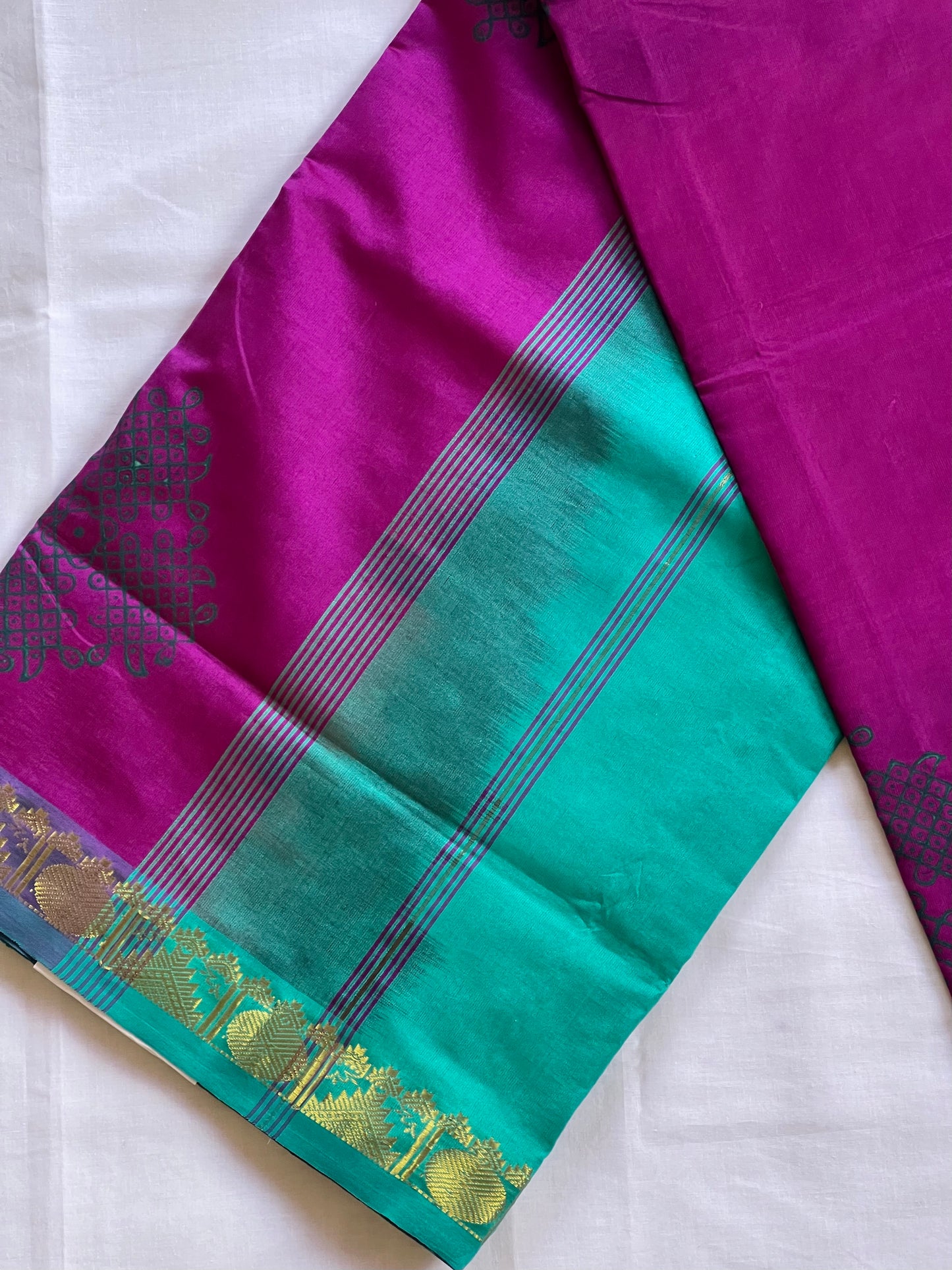 Violet kolam semi silk cotton saree
