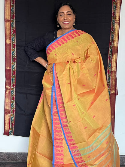 Yellow Chettinad Cotton Saree